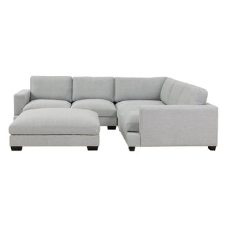 Daria 5 Seater Corner Fabric Lounge with Ottoman - Light Grey