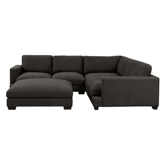 Daria 5 Seater Corner Fabric Lounge with Ottoman - Dark Grey