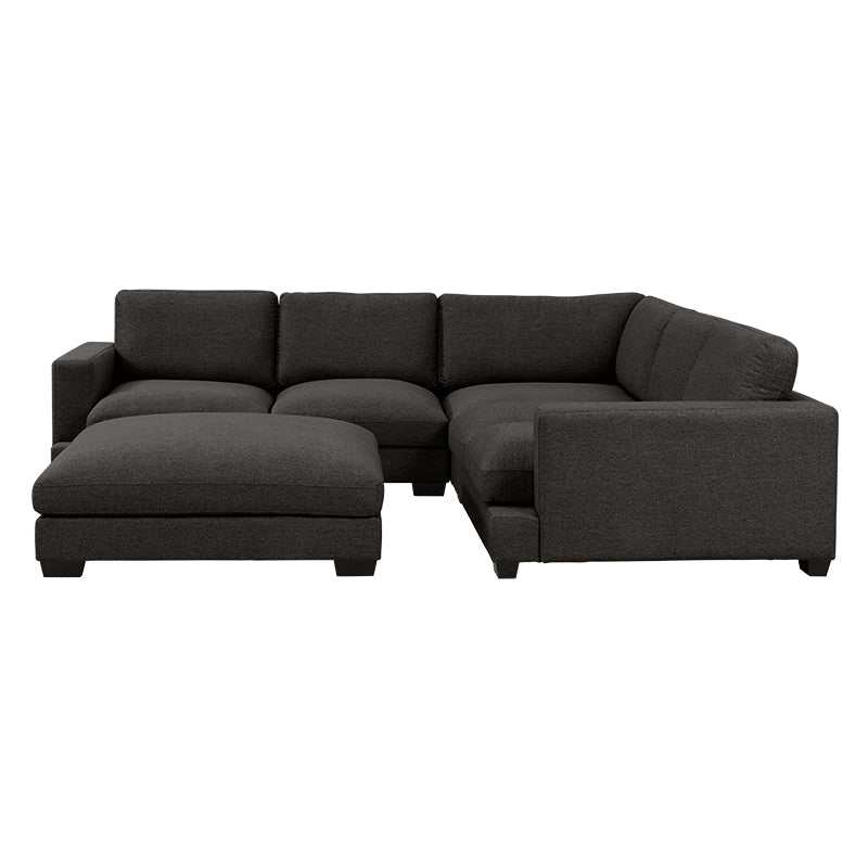 Daria 5 Seater Corner Fabric Lounge with Ottoman - Dark Grey