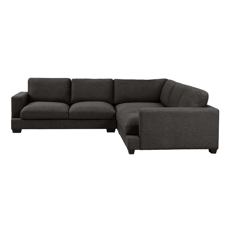 Daria 5 Seater Corner Fabric Lounge with Ottoman - Dark Grey