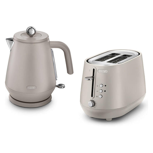 DeLonghi Eclecttica 1.7L Kettle and 2 Slice Toaster Breakfast Pack - Beige