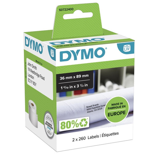 Dymo 36mm x 89mm LableWriter Large Address Labels - White