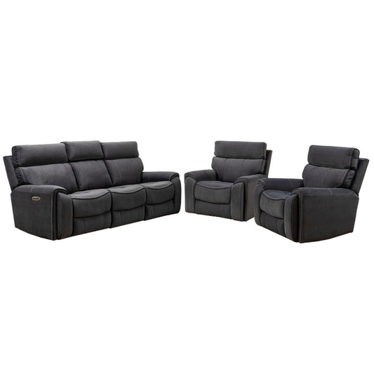 Dynasty 3+1+1 Electric Fabric Recliner Suite - Charcoal