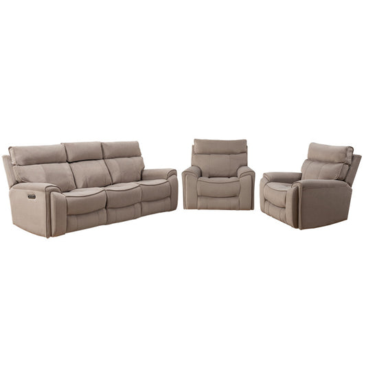 Dynasty 3+1+1 Electric Fabric Recliner Suite - Latte