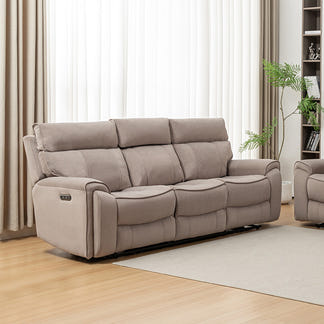 Dynasty 3+1+1 Electric Fabric Recliner Suite - Latte