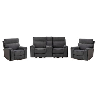 Dynasty 2+1+1 Electric Fabric Recliner Suite - Charcoal