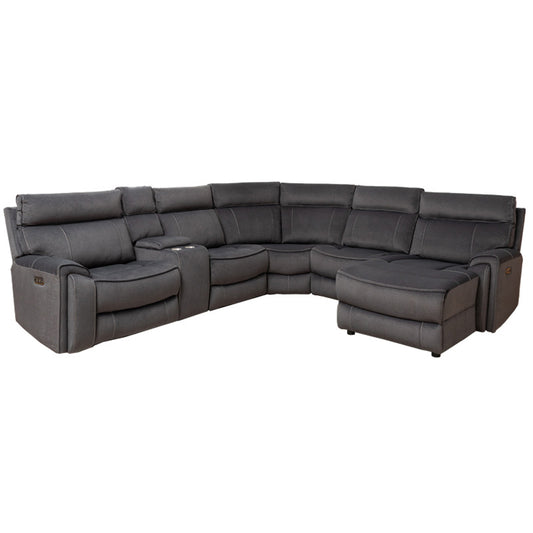 Dynasty 5 Seater Corner Fabric Lounge with RHF Chaise - Charcoal