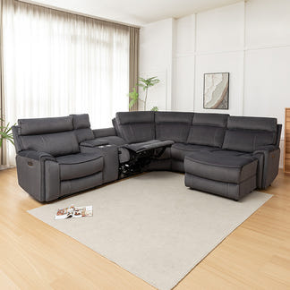Dynasty 5 Seater Corner Fabric Lounge with RHF Chaise - Charcoal