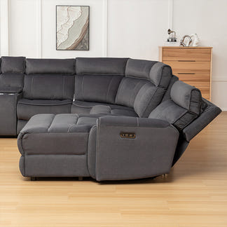 Dynasty 5 Seater Corner Fabric Lounge with RHF Chaise - Charcoal