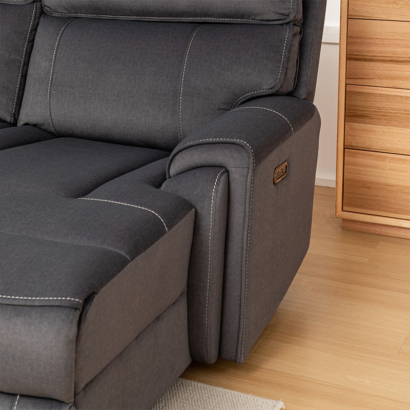 Dynasty 5 Seater Corner Fabric Lounge with RHF Chaise - Charcoal