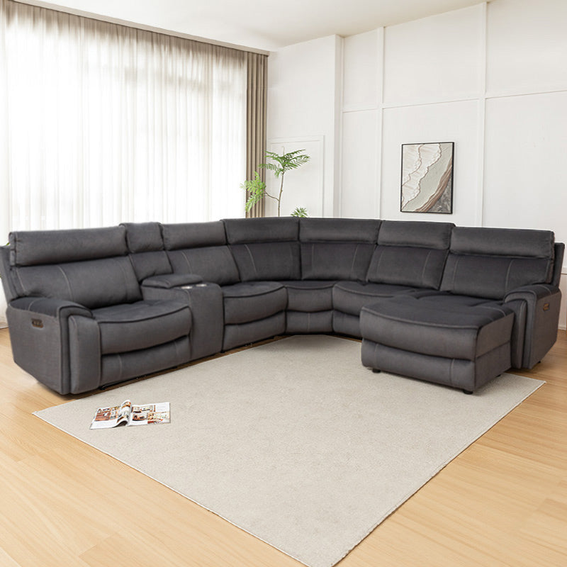 Dynasty 5 Seater Corner Fabric Lounge with RHF Chaise - Charcoal