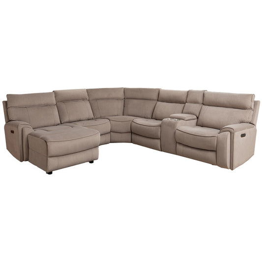 Dynasty 5 Seater Corner Fabric Lounge with LHF Chaise - Latte