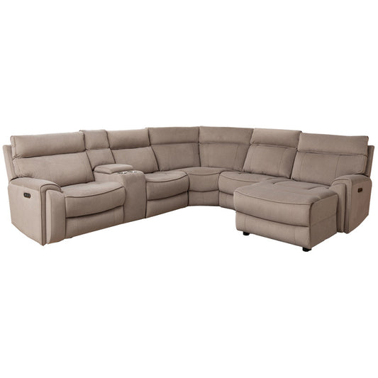 Dynasty 5 Seater Corner Fabric Lounge with RHF Chaise - Latte
