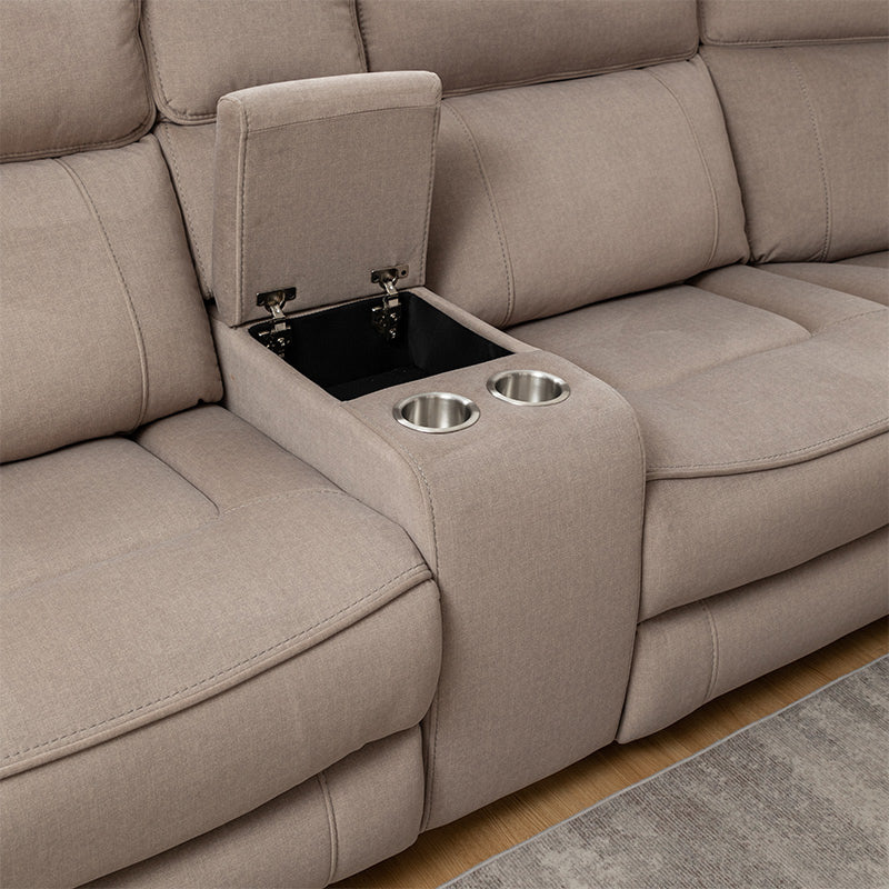 Dynasty 5 Seater Corner Fabric Lounge with RHF Chaise - Latte