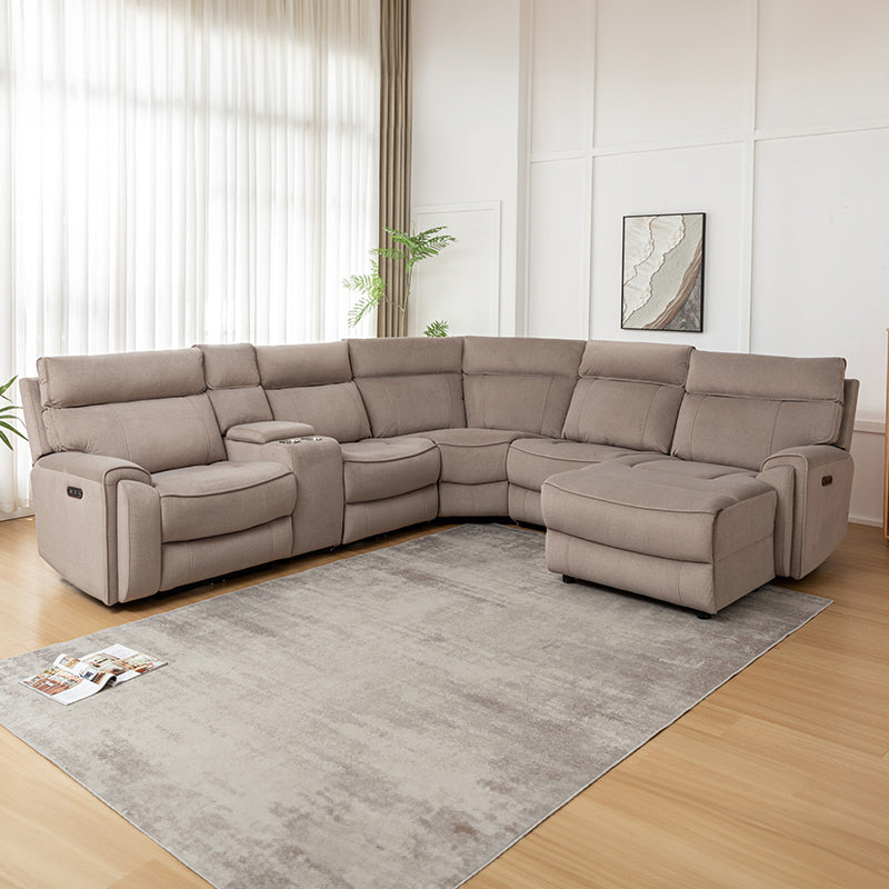 Dynasty 5 Seater Corner Fabric Lounge with RHF Chaise - Latte