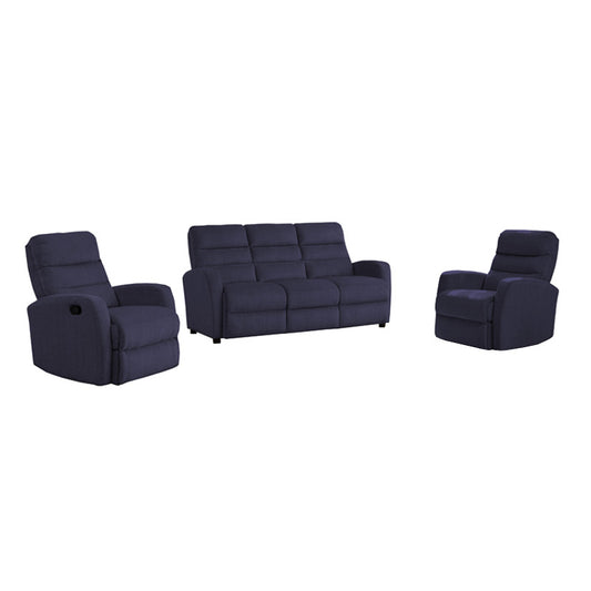 Echo 3 +1+1 Fabric Recliner Lounge Suite - Blue
