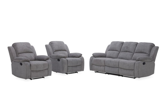Estate 3+1+1 Fabric Recliner Lounge Suite - Dark Grey