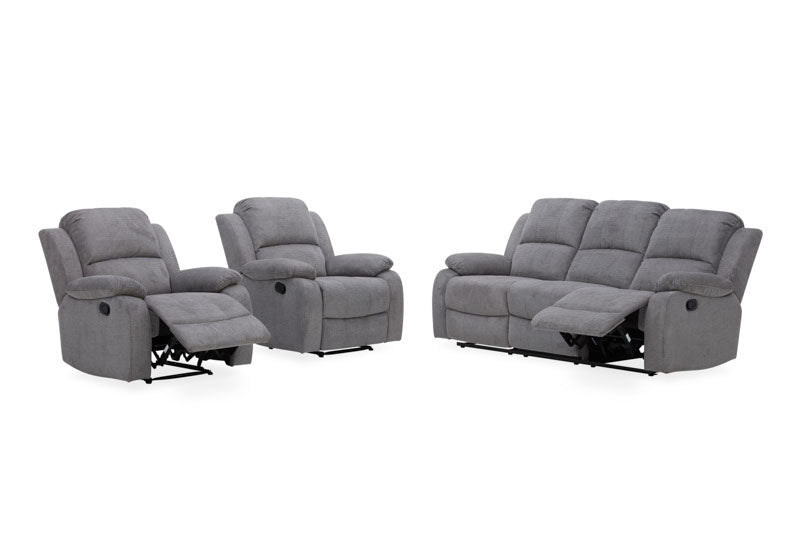 Estate 3+1+1 Fabric Recliner Lounge Suite - Dark Grey