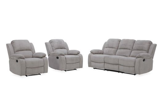 Estate 3+1+1 Fabric Recliner Lounge Suite - Light Grey