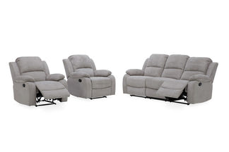 Estate 3+1+1 Fabric Recliner Lounge Suite - Light Grey