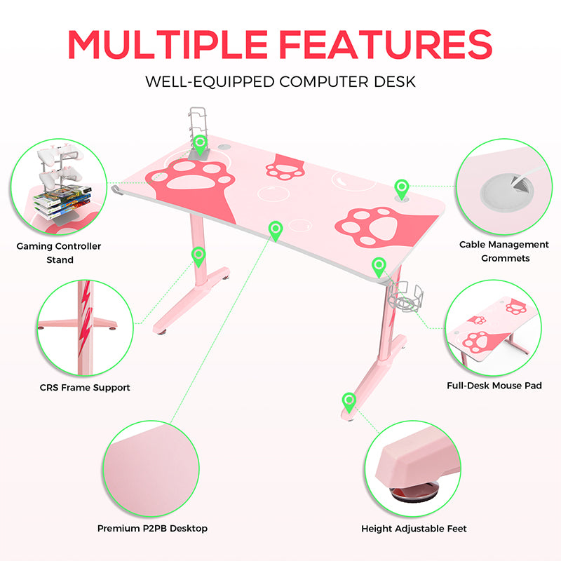 Eureka Ergonomic GIP-P47 Gaming Desk - Pink