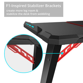 Eureka Ergonomic Z60 Gaming Desk with RGB Lights - Black