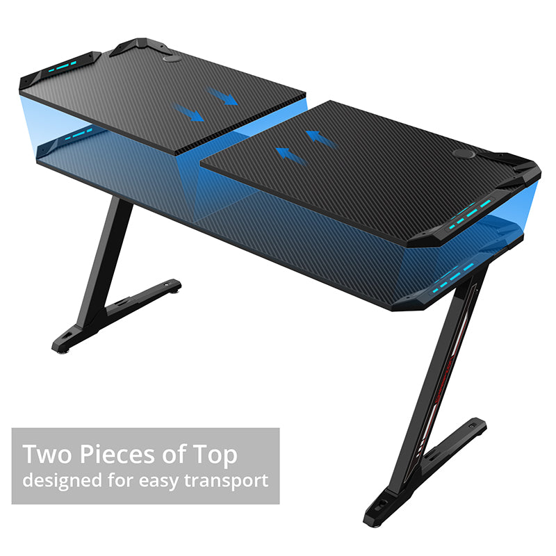 Eureka Ergonomic Z60 Gaming Desk with RGB Lights - Black