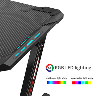 Eureka Ergonomic Z60 Gaming Desk with RGB Lights - Black