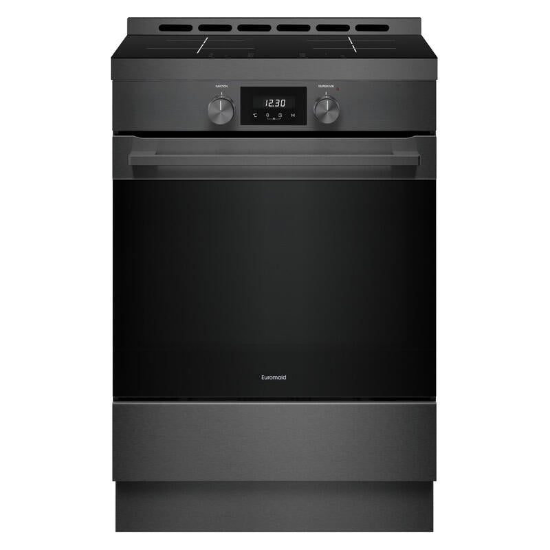 Euromaid 60cm 11 Function Pyrolytic Induction Freestanding Cooker - Dark Stainless Steel