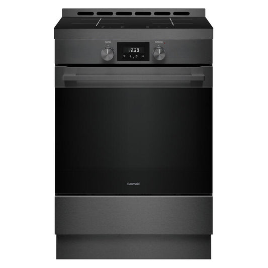 Euromaid 60cm 11 Function Pyrolytic Induction Freestanding Cooker - Dark Stainless Steel