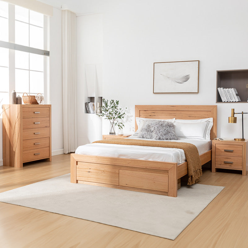 Eva 4 Piece King Timber Bedroom Suite - Messmate/Natural