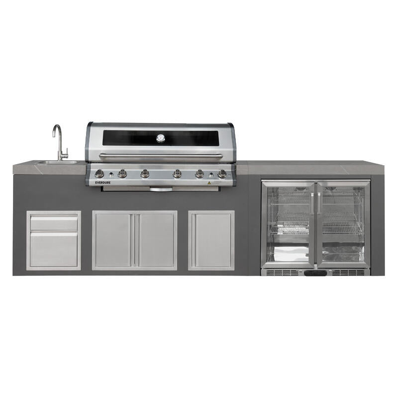Everdure Bayview Outdoor Kitchen 6 Burner LPG Sink with Beverage Cooler