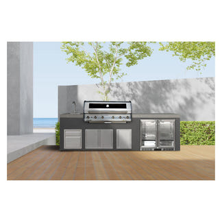 Everdure Bayview Outdoor Kitchen 6 Burn NG Sink with Tropical Rate Beverage Cooler
