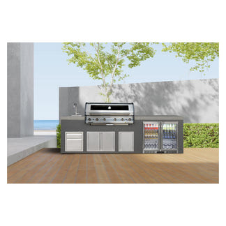 Everdure Bayview Outdoor Kitchen 6 Burn NG Sink with Tropical Rate Beverage Cooler