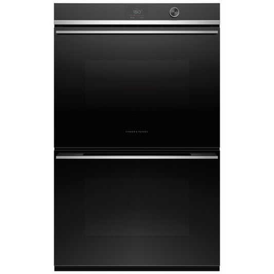 Fisher & Paykel 76cm Pyrolytic Built-In Double Oven with 17 Functions - Black (Contemporary Series 9)