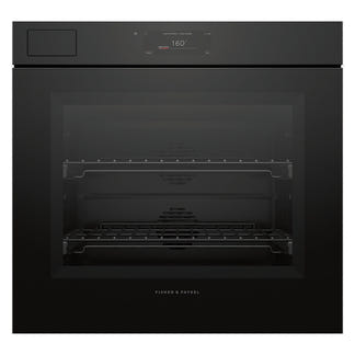 Fisher & Paykel 76cm Minimal Handleless Pyrolytic Steam Assist Oven - Black Glass (Series 11)
