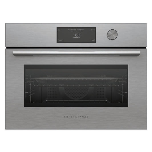 Fisher & Paykel 60cm Contemporary Compact Combi-Microwave Oven - Brushed Silver Glass (Series 9)