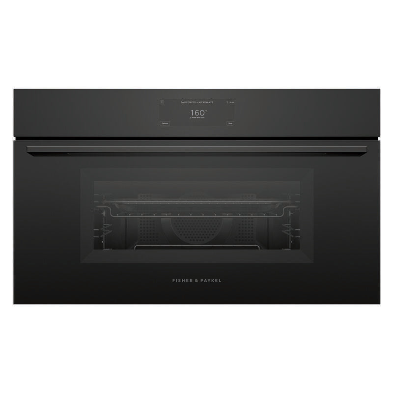 Fisher & Paykel 76cm Built-In Combination Microwave Oven with 17 Functions - Black Glass (Minimal - Series 9)