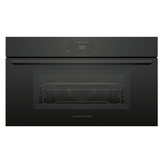 Fisher & Paykel 76cm Built-In Combination Microwave Oven with 17 Functions - Black Glass (Minimal - Series 9)