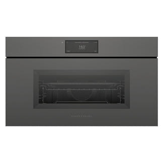 Fisher & Paykel 76cm Minimal Handleless Compact Combi-Microwave Oven - Grey Glass (Series 9)
