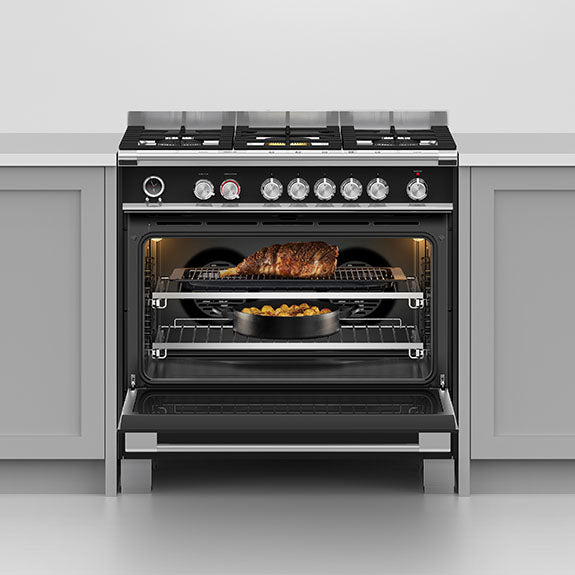 Fisher & Paykel 90cm Series 9 Classic 5 Burner Dual Fuel Pyrolytic Cooker
