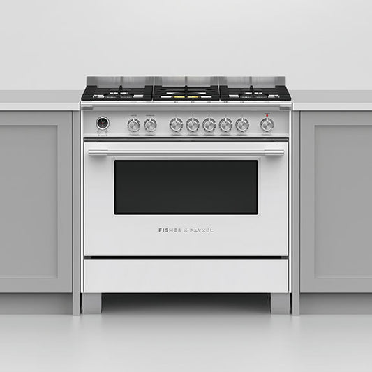 Fisher & Paykel 90cm Series 9 Classic 5 Burner Dual Fuel Pyrolytic Cooker