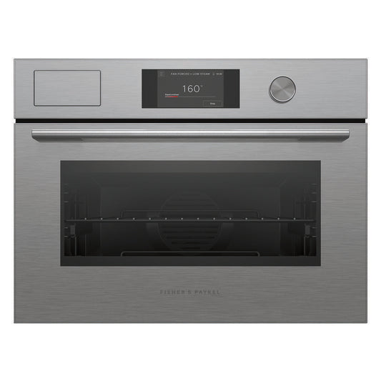 Fisher & Paykel 60cm Contemporary Compact Combi-Steam Oven - Brushed Silver Glass (Series 7)