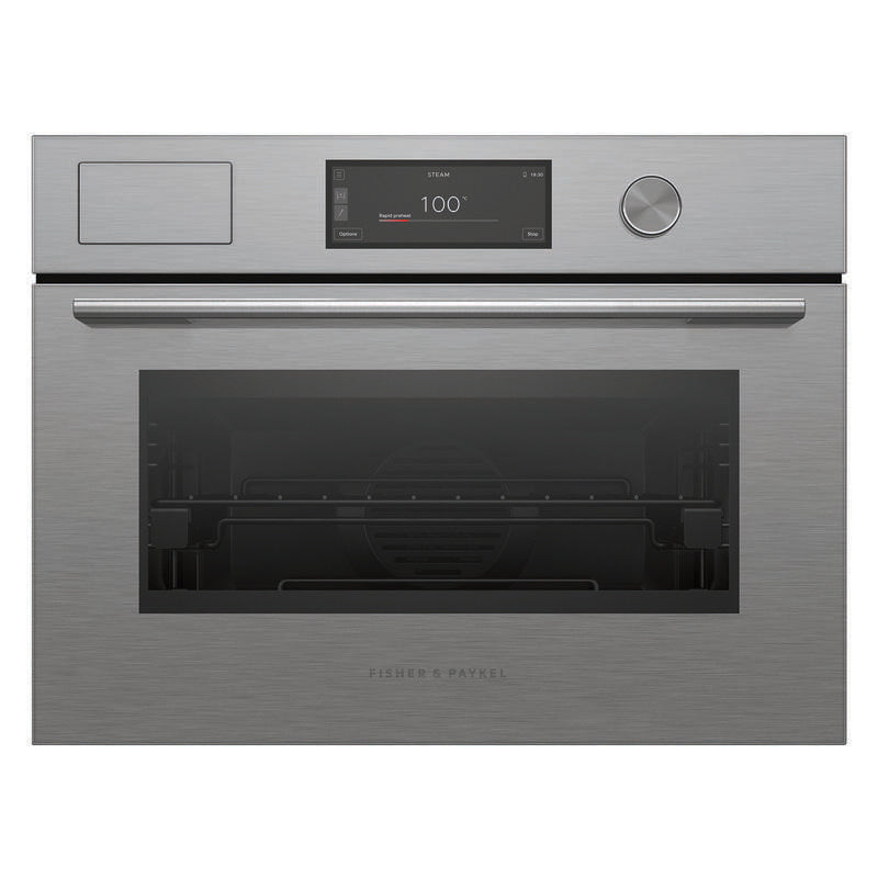 Fisher & Paykel 60cm Contemporary Compact Combi-Steam Oven - Brushed Silver Glass (Series 9)