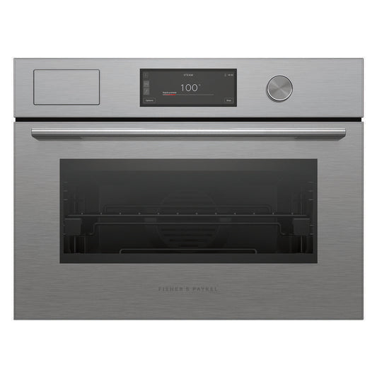 Fisher & Paykel 60cm Contemporary Compact Combi-Steam Oven - Brushed Silver Glass (Series 9)