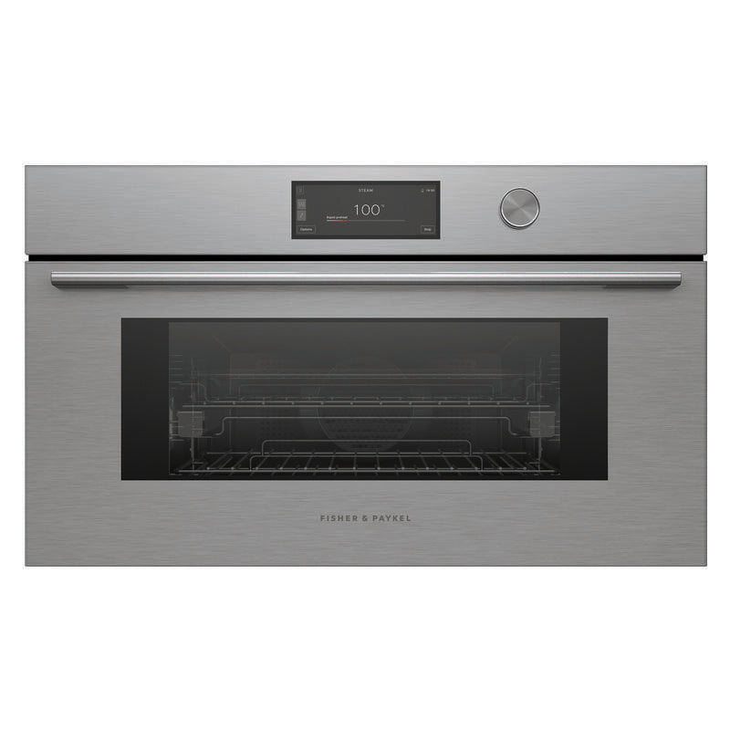 Fisher & Paykel 76cm Contemporary Compact Combi-Steam Oven - Brushed Silver Glass (Series 9)