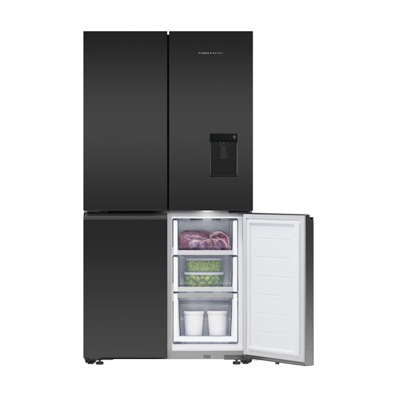 Fisher & Paykel 538L Quad Door Fridge Freezer with Ice & Water Dispenser - Black (Series 7)
