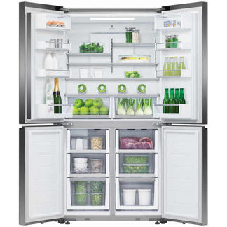 Fisher & Paykel 538L Quad Door Fridge Freezer with Ice & Water Dispenser - Black (Series 7)