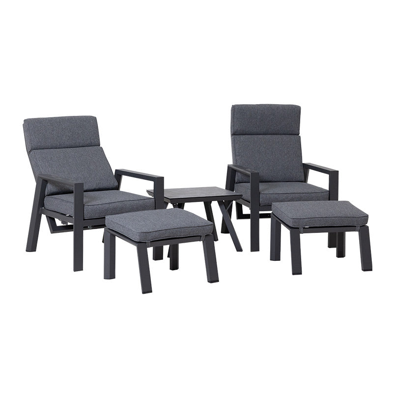 Floyd 5 Piece Recliner Chat Set - Gunmetal/Black