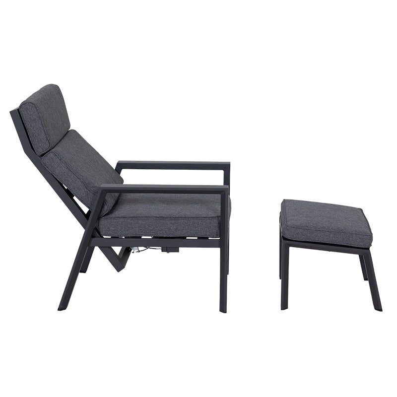 Floyd 5 Piece Recliner Chat Set - Gunmetal/Black